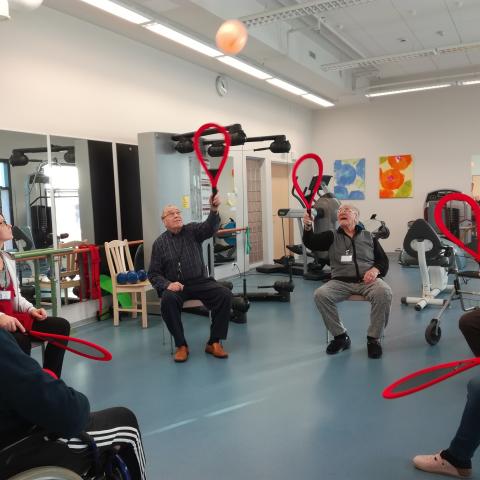 Sotaveteraanit pelaavat pallopeliä